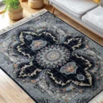 Sarvestan Red & Navy Grey Rug